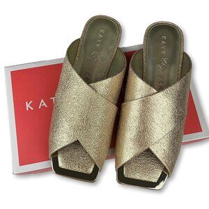 Katy Perry Collections The Checked In Slide Crushed Metallic Champagne Size 8M